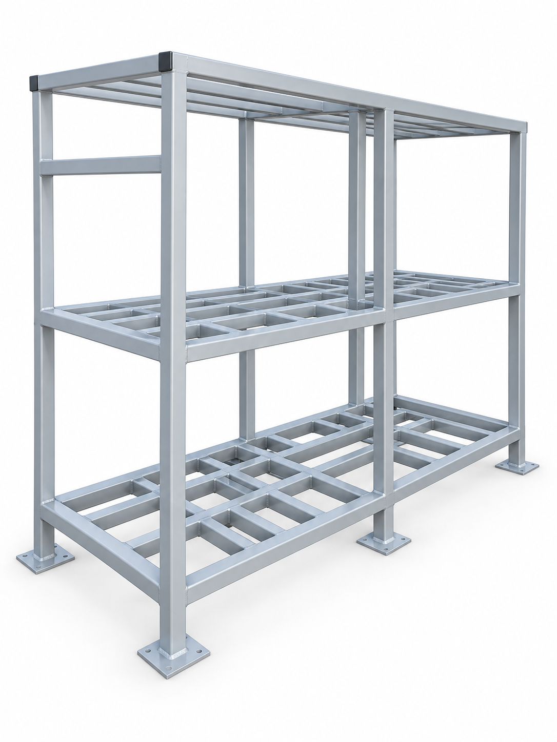 Powder-coated steel frame configured for two 22.5-ton R-410A systems